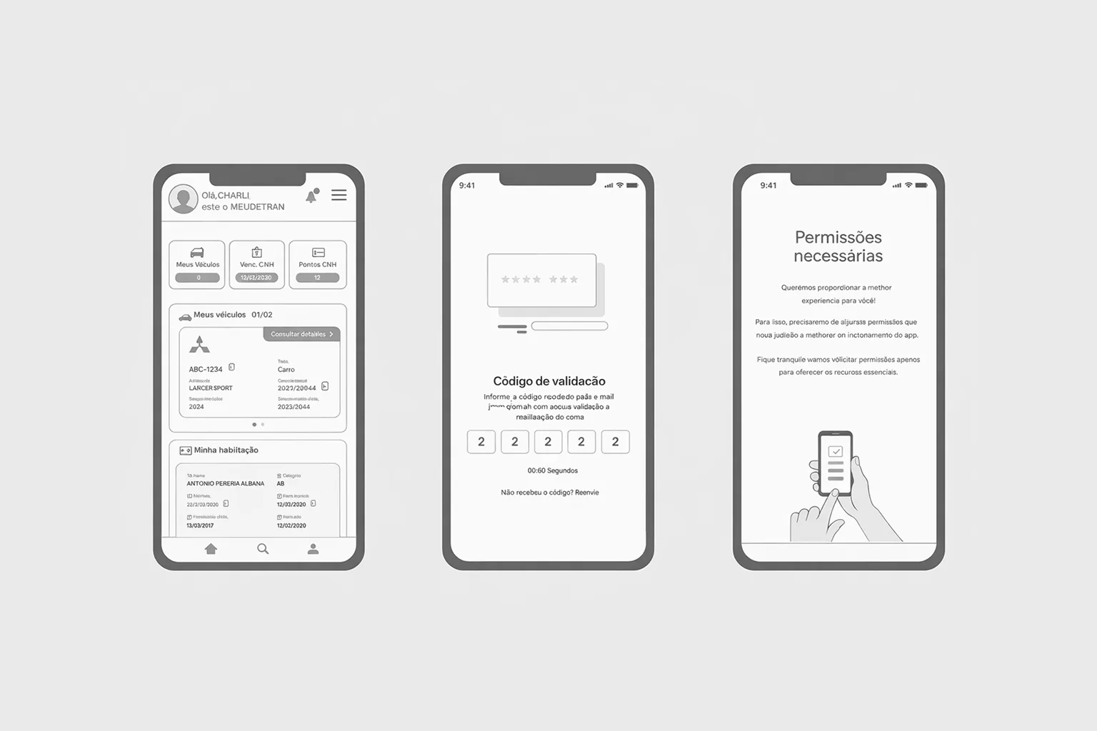 Wireframes do projeto